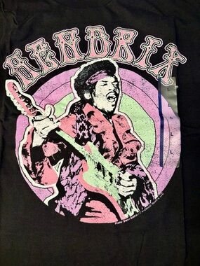 Jimi Hendrix Graphic Tee - Black with Pink & Mint Green Print
